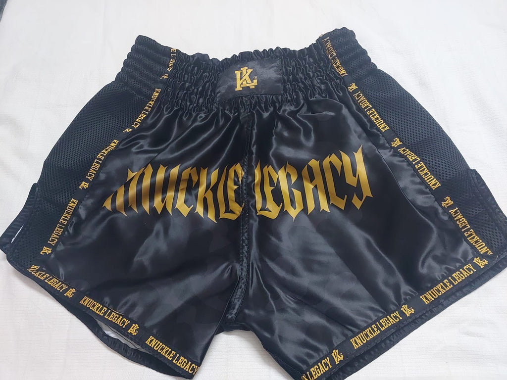 Knuckle Legacy Muay Thai Shorts – Gold Authority Edition