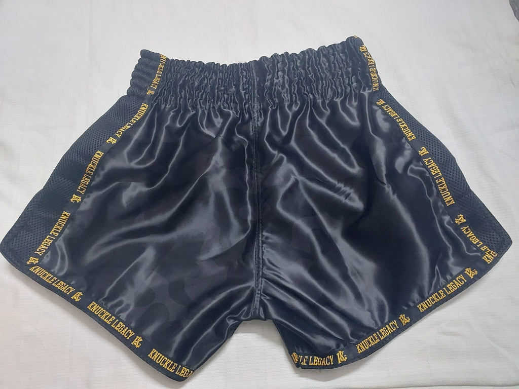 Knuckle Legacy Muay Thai Shorts – Gold Authority Edition